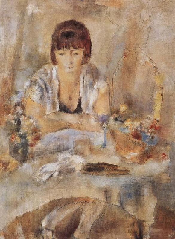 Lucy at the front of table, Jules Pascin